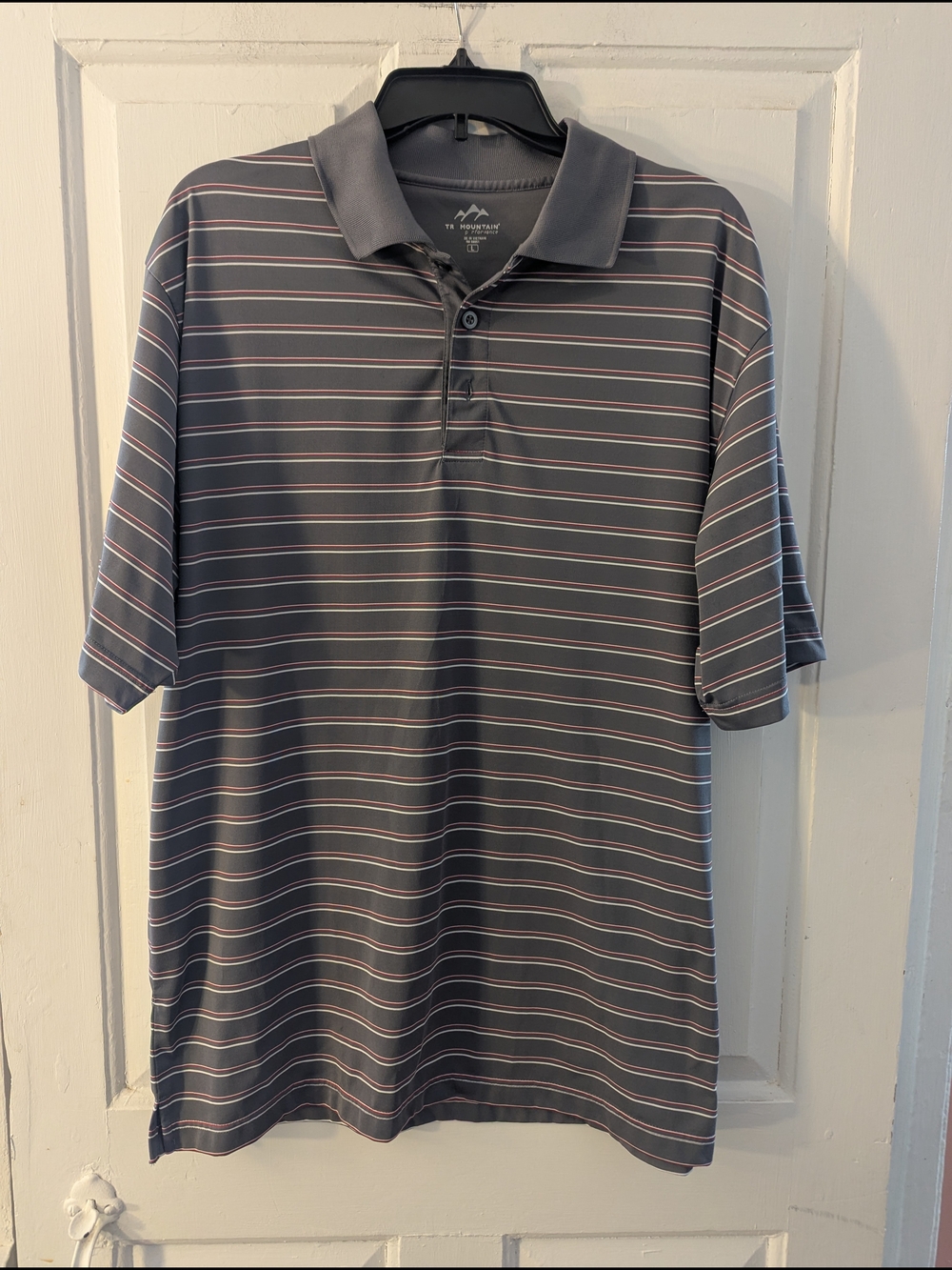Men's Horizon Striped Gray Polo - Performance Short Sleeve